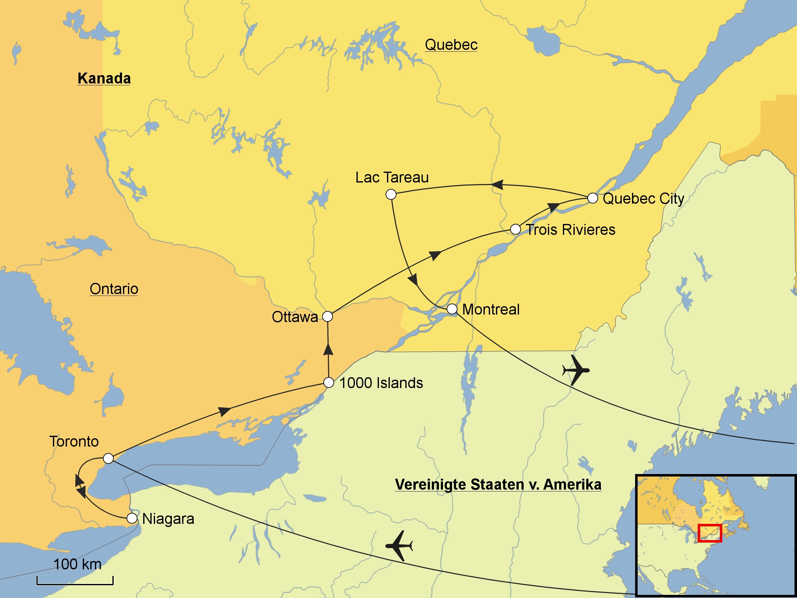 Kanadas Osten Karte