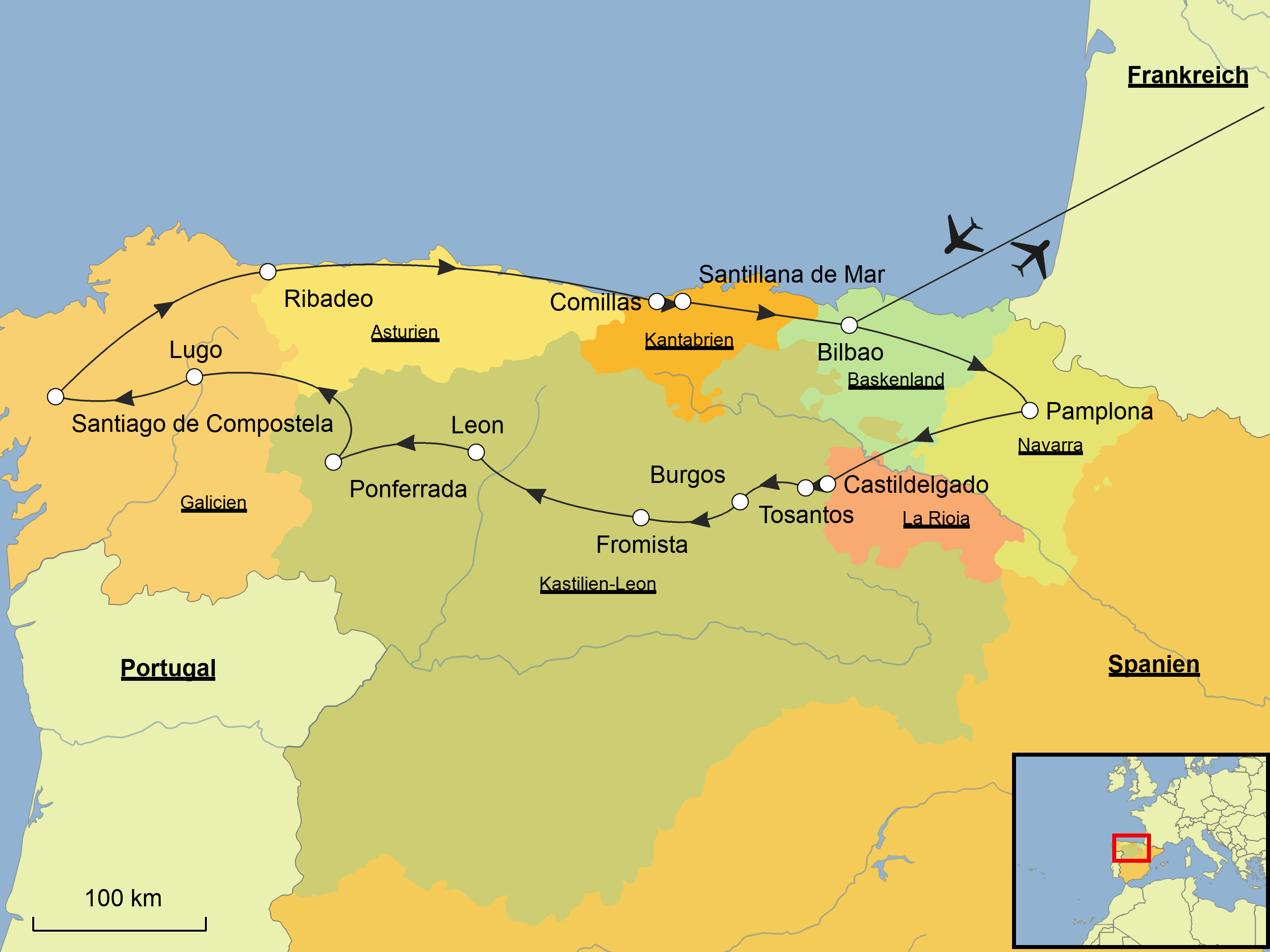 Spaniens Norden Karte